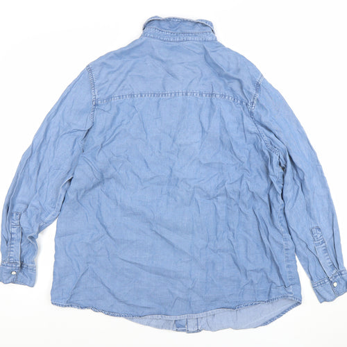 Dunnes Womens Blue Lyocell Denim Button-Up Shirt Size L