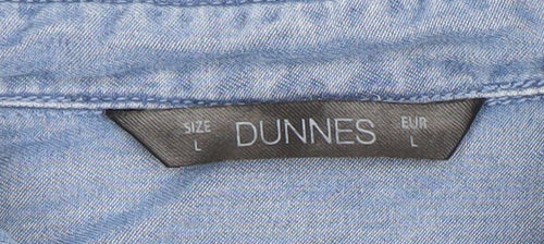 Dunnes Womens Blue Lyocell Denim Button-Up Shirt Size L