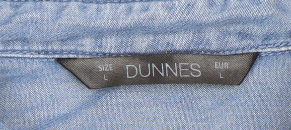 Dunnes Womens Blue Lyocell Denim Button-Up Shirt Size L