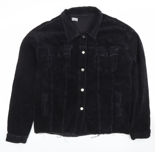 PrettyLittleThing Women’s Black Corduroy Jacket Size 12 Buttons Casual