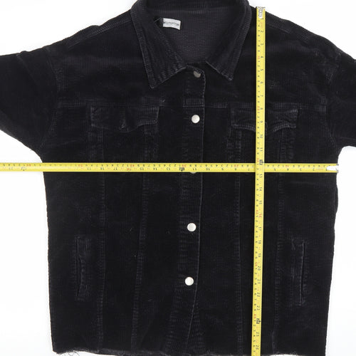 PrettyLittleThing Women’s Black Corduroy Jacket Size 12 Buttons Casual