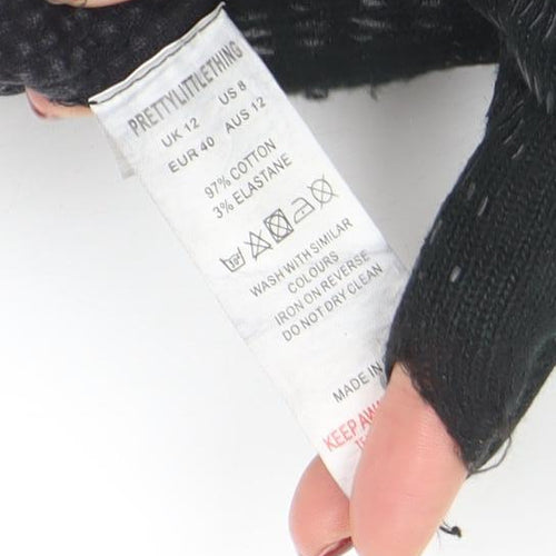 PrettyLittleThing Women’s Black Corduroy Jacket Size 12 Buttons Casual