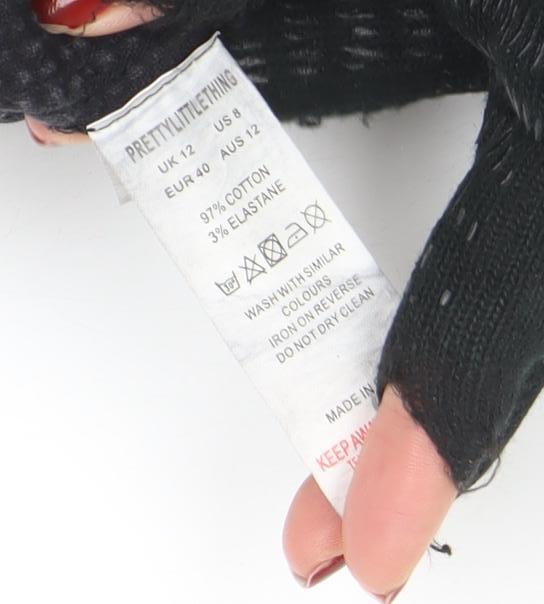 PrettyLittleThing Women’s Black Corduroy Jacket Size 12 Buttons Casual