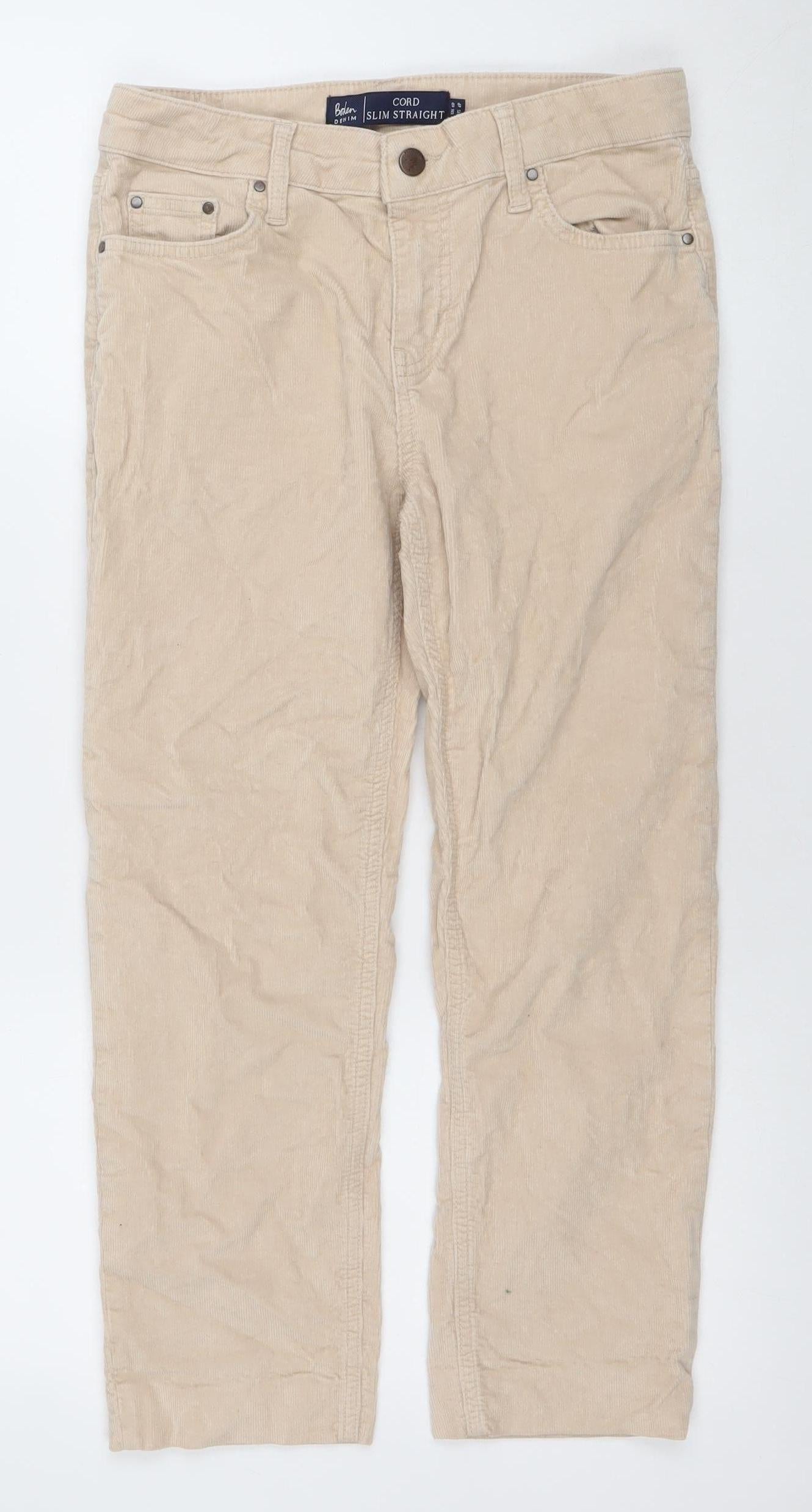 Boden Women’s Beige Corduroy Slim Straight Chino Trousers Size 8
