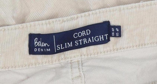 Boden Women’s Beige Corduroy Slim Straight Chino Trousers Size 8