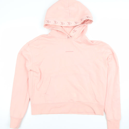 Calvin Klein Jeans Women's Pink Cotton Hoodie M Pullover