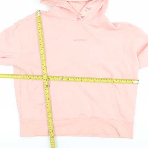 Calvin Klein Jeans Women's Pink Cotton Hoodie M Pullover