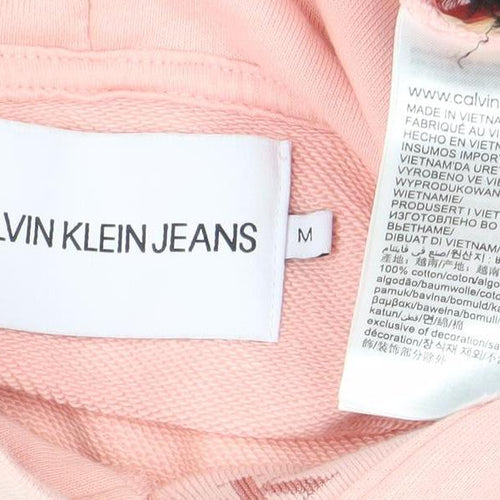 Calvin Klein Jeans Women's Pink Cotton Hoodie M Pullover