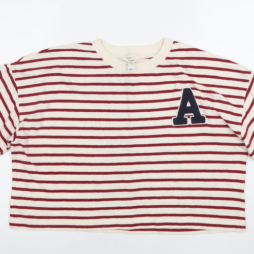 River Island Women’s Multicoloured Striped Cropped Relaxed T-Shirt Size 14