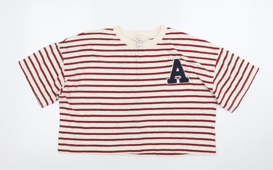 River Island Women’s Multicoloured Striped Cropped Relaxed T-Shirt Size 14