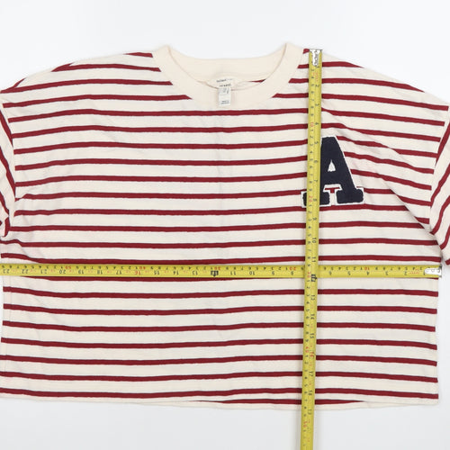 River Island Women’s Multicoloured Striped Cropped Relaxed T-Shirt Size 14