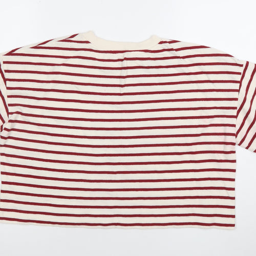 River Island Women’s Multicoloured Striped Cropped Relaxed T-Shirt Size 14