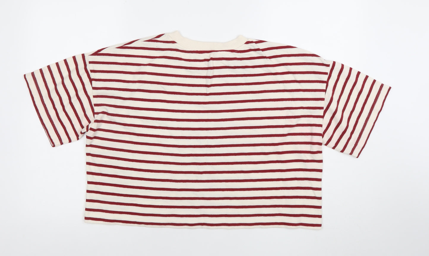 River Island Women’s Multicoloured Striped Cropped Relaxed T-Shirt Size 14