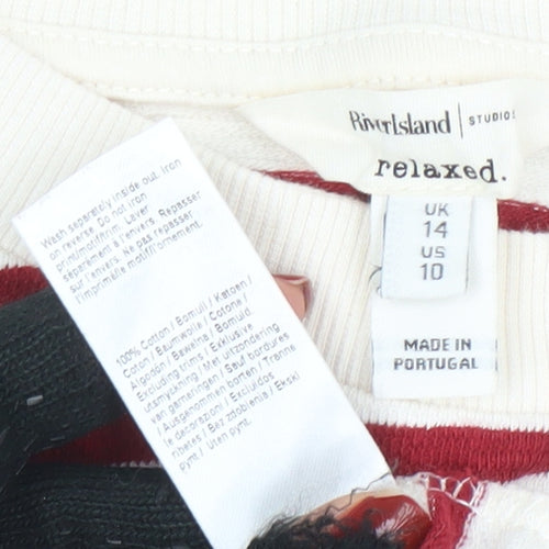 River Island Women’s Multicoloured Striped Cropped Relaxed T-Shirt Size 14