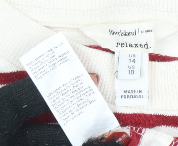 River Island Women’s Multicoloured Striped Cropped Relaxed T-Shirt Size 14