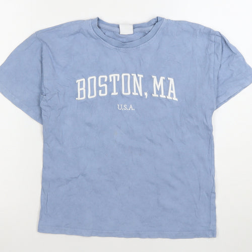 Zara Girls Blue Boston MA Graphic Cotton T-Shirt 9-10 Years