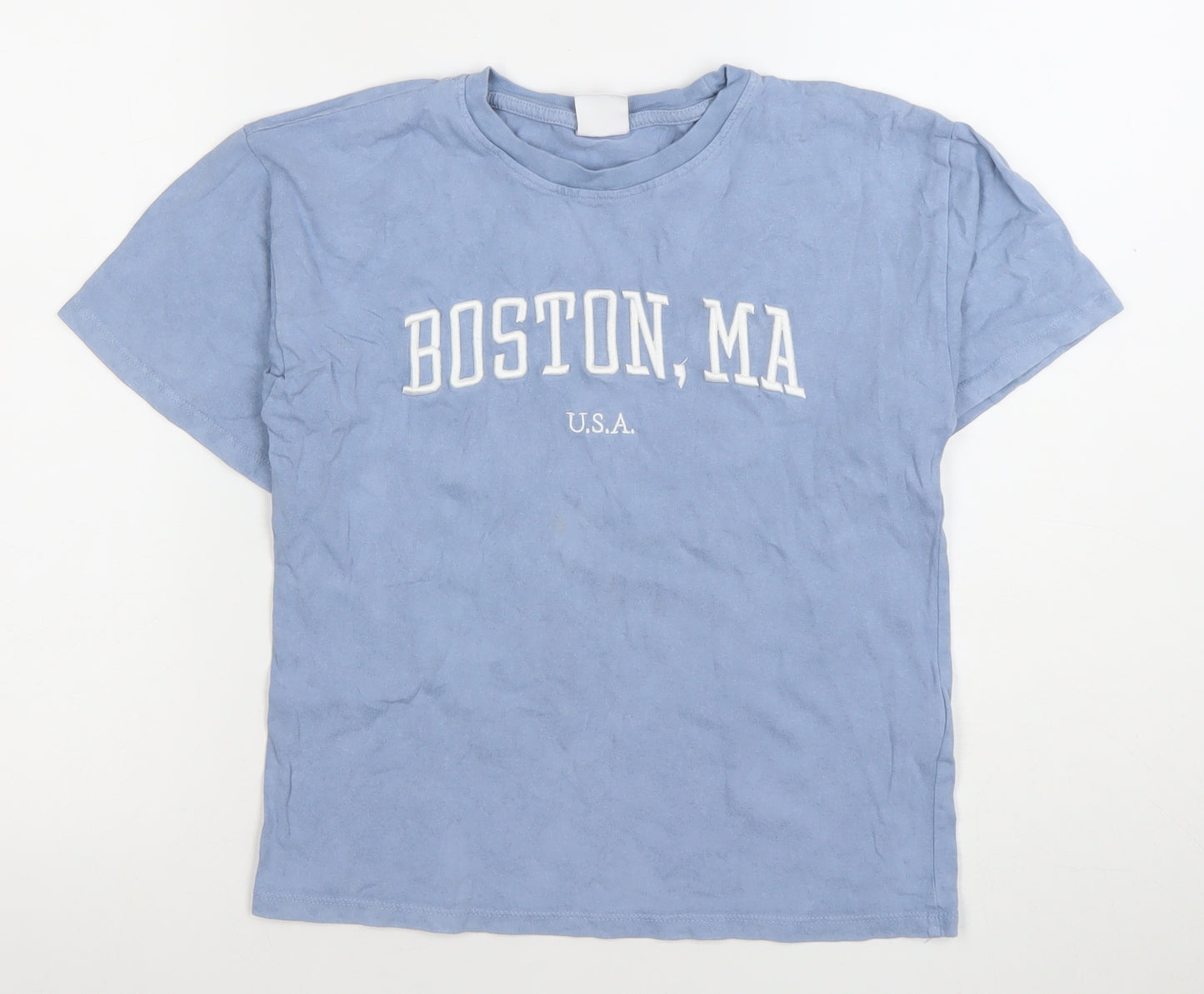 Zara Girls Blue Boston MA Graphic Cotton T-Shirt 9-10 Years