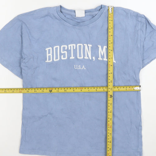 Zara Girls Blue Boston MA Graphic Cotton T-Shirt 9-10 Years