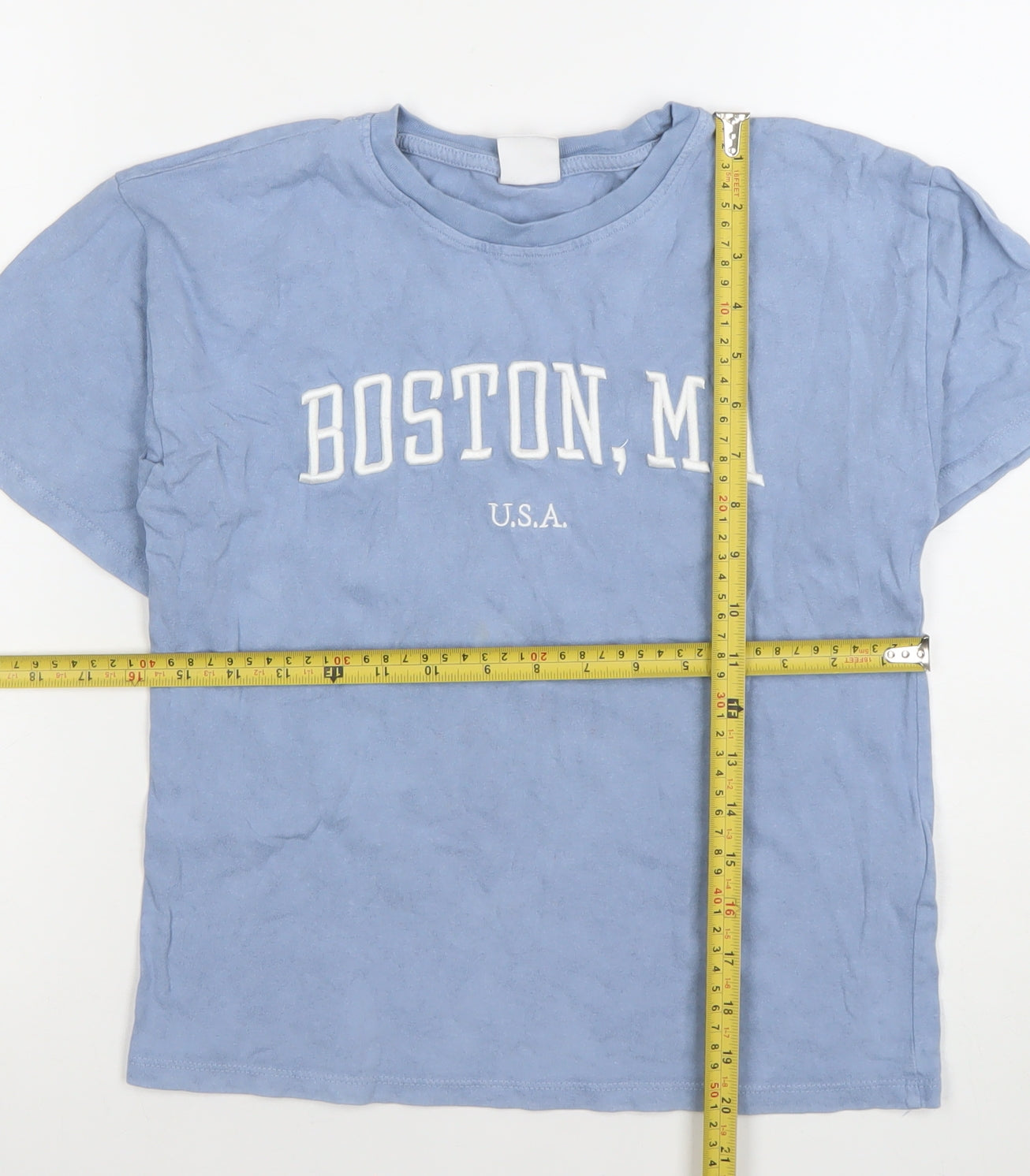 Zara Girls Blue Boston MA Graphic Cotton T-Shirt 9-10 Years