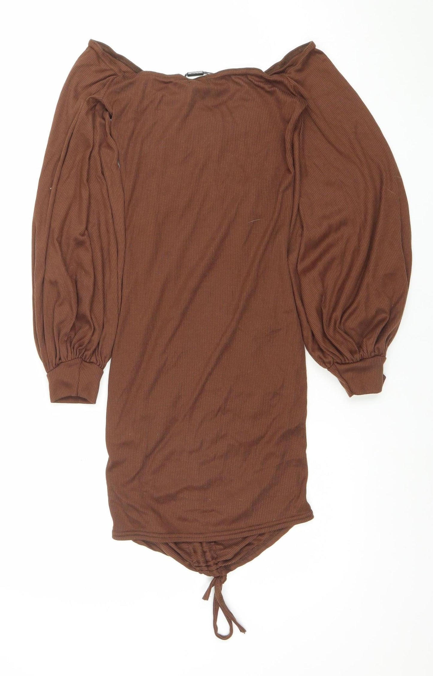 PrettyLittleThing Women's Brown Ruched Bodycon Mini Dress Size 10