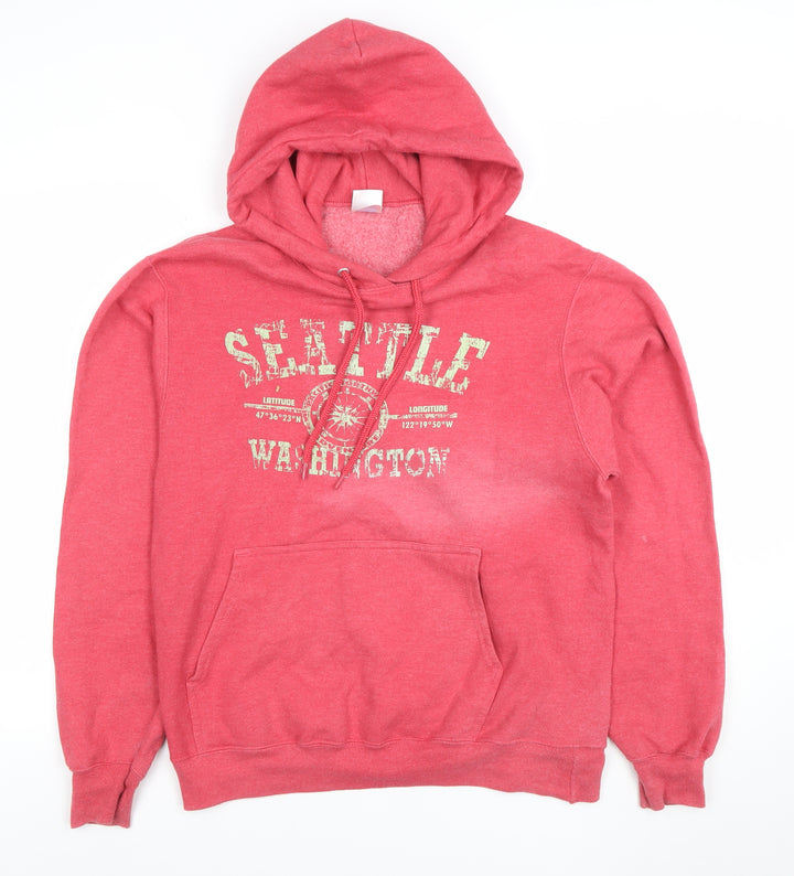 Port & Company Women's Pink Seattle Washington Pullover Hoodie Size S