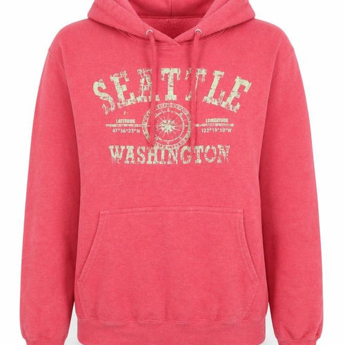 Port & Company Women's Pink Seattle Washington Pullover Hoodie Size S
