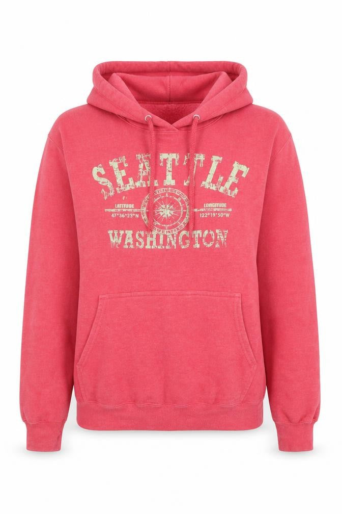 Port & Company Women's Pink Seattle Washington Pullover Hoodie Size S