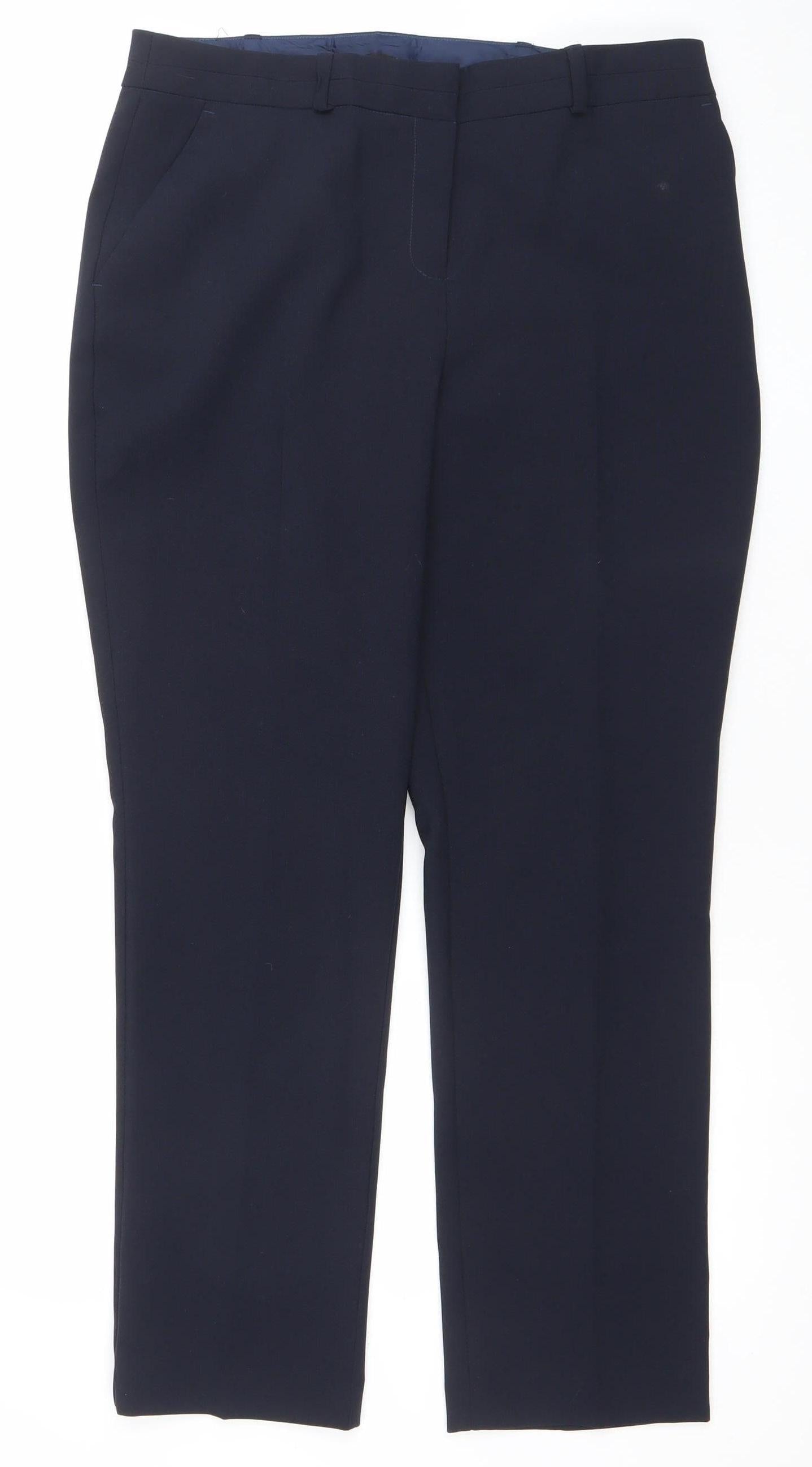 Dunnes Women's Blue Size 12 Straight Leg Polyester Work Trousers
