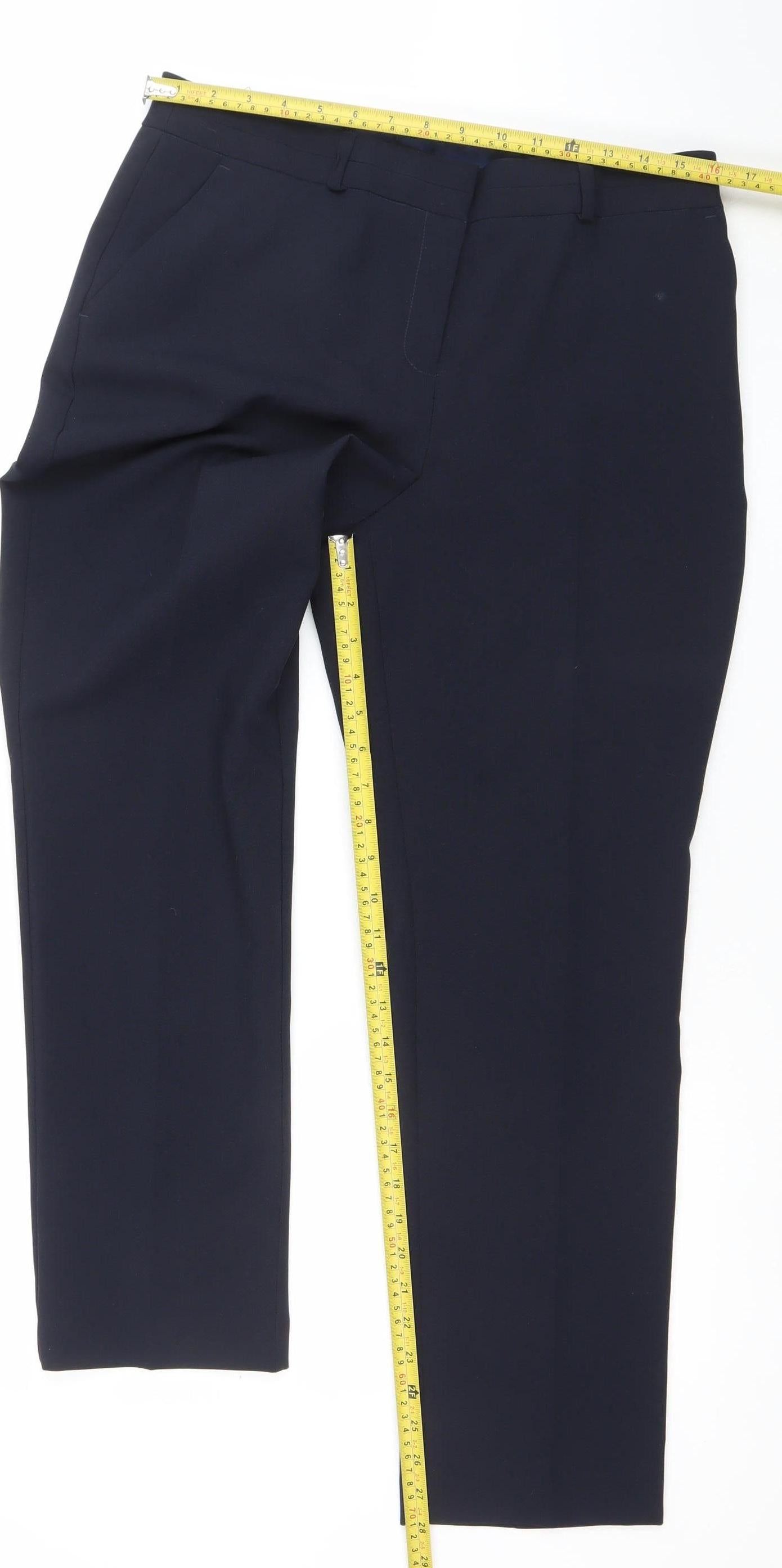 Dunnes Women's Blue Size 12 Straight Leg Polyester Work Trousers