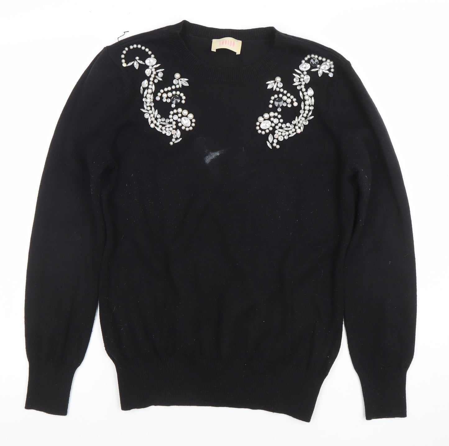 Savida Women’s Black Jewel Beaded Pullover Jumper Size 12