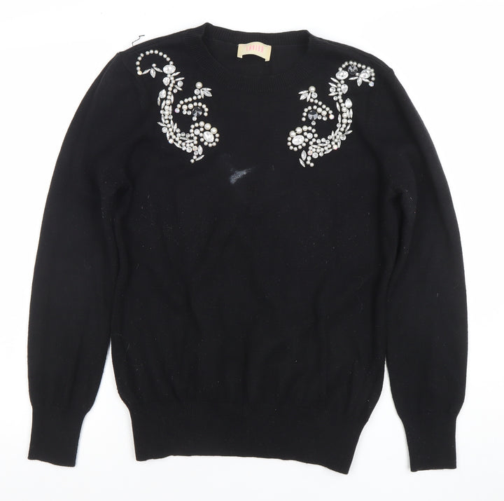Savida Women’s Black Jewel Beaded Pullover Jumper Size 12