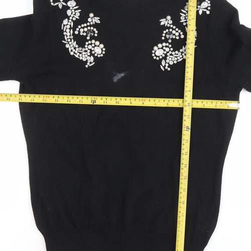 Savida Women’s Black Jewel Beaded Pullover Jumper Size 12