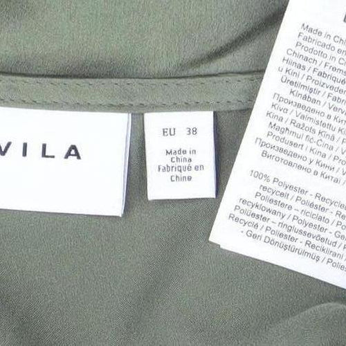 Vila Women’s Green Long Sleeve V-Neck Lace Trim Blouse Size 10