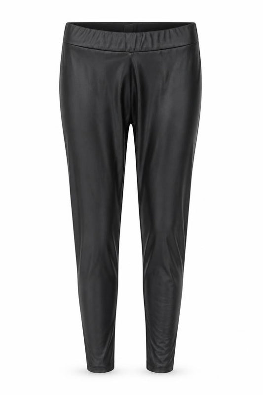 Front view of Primark Women’s Black Faux Leather Ankle Leggings, size UK 10-12