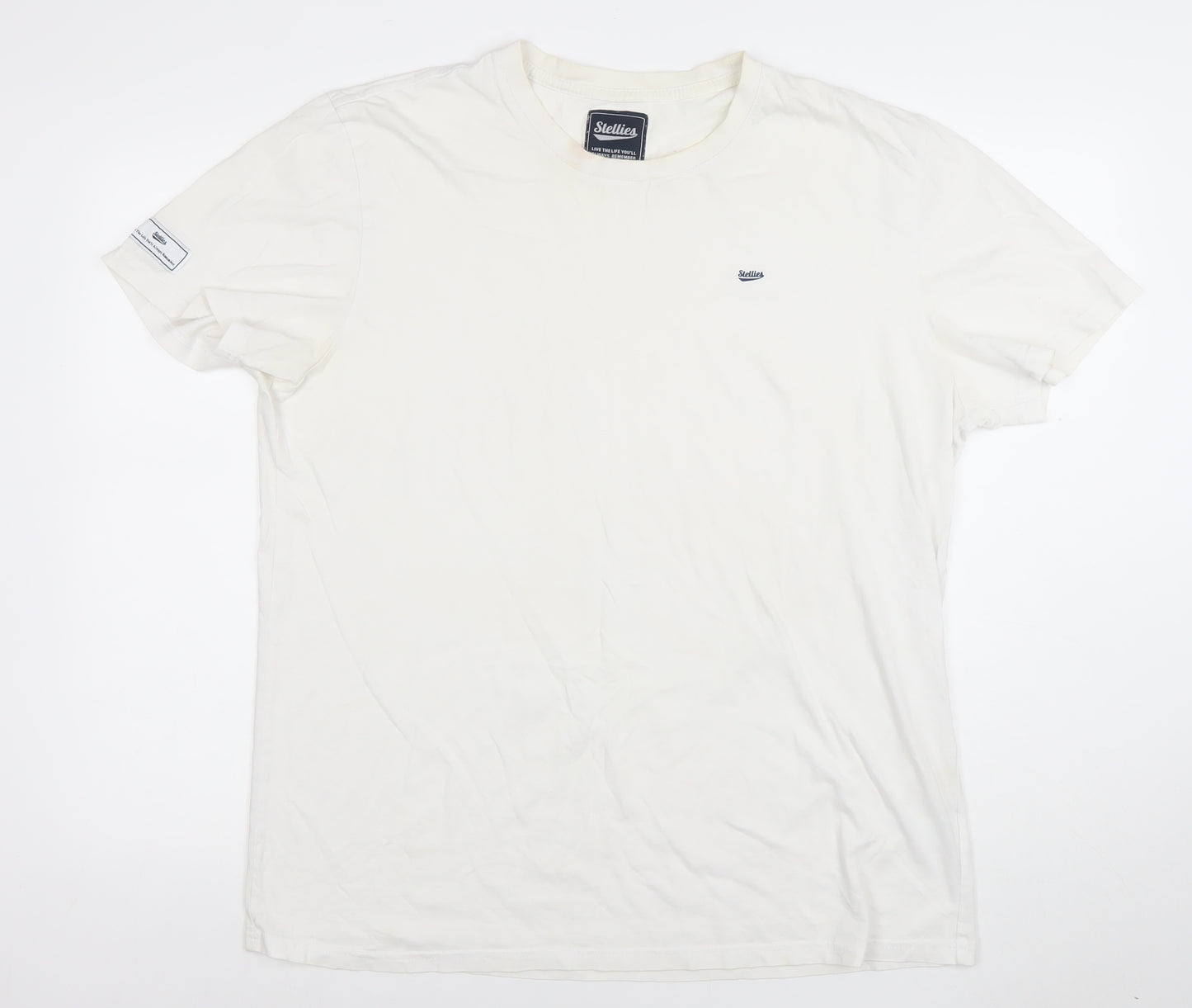Stellies Men's White 2XL Crew Neck Cotton Logo T-Shirt