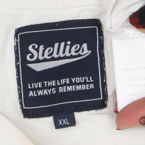 Stellies Men's White 2XL Crew Neck Cotton Logo T-Shirt