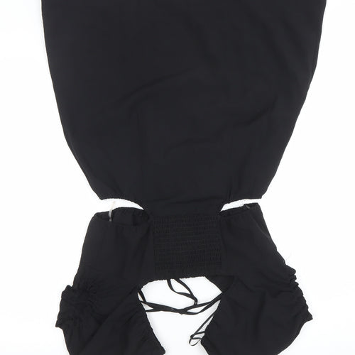 H&M Women’s Black A-Line Puff Sleeve Cut Out Mini Dress Size 14