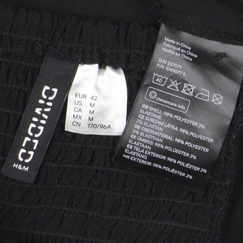 H&M Women’s Black A-Line Puff Sleeve Cut Out Mini Dress Size 14