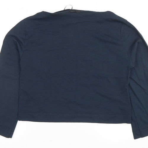 Zara Women Blue Cotton Boat Neck 3/4 Sleeve Blouse Size 12