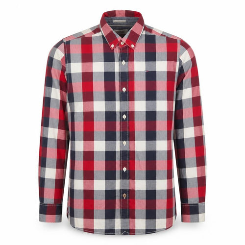 Tommy Hilfiger Denim Men's Red Check Long Sleeve Button-Up Shirt Size S
