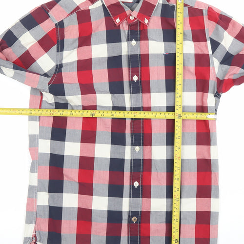 Tommy Hilfiger Denim Men's Red Check Long Sleeve Button-Up Shirt Size S