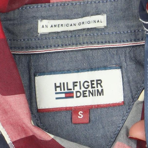 Tommy Hilfiger Denim Men's Red Check Long Sleeve Button-Up Shirt Size S