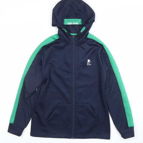 Dunnes Stores Boys Navy Green Full Zip Hoodie Size 10-11 Years Ireland Print