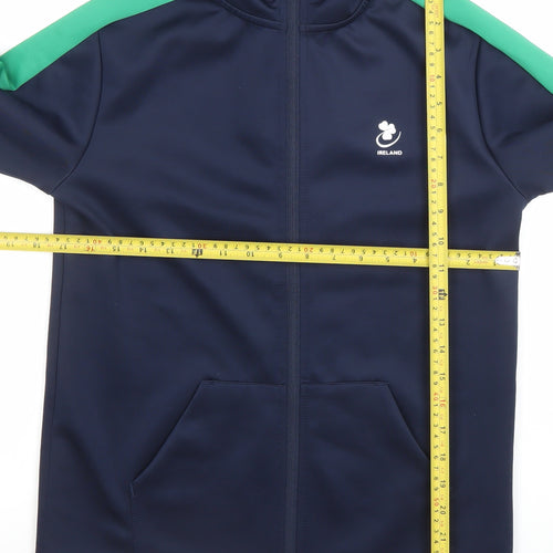 Dunnes Stores Boys Navy Green Full Zip Hoodie Size 10-11 Years Ireland Print