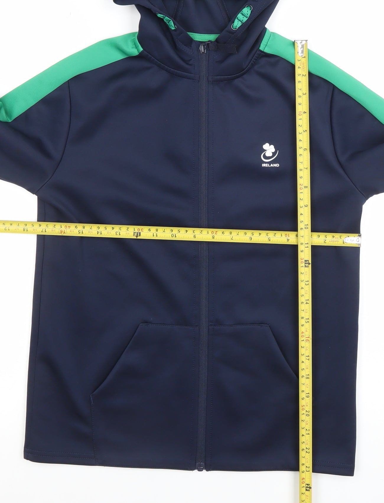 Dunnes Stores Boys Navy Green Full Zip Hoodie Size 10-11 Years Ireland Print