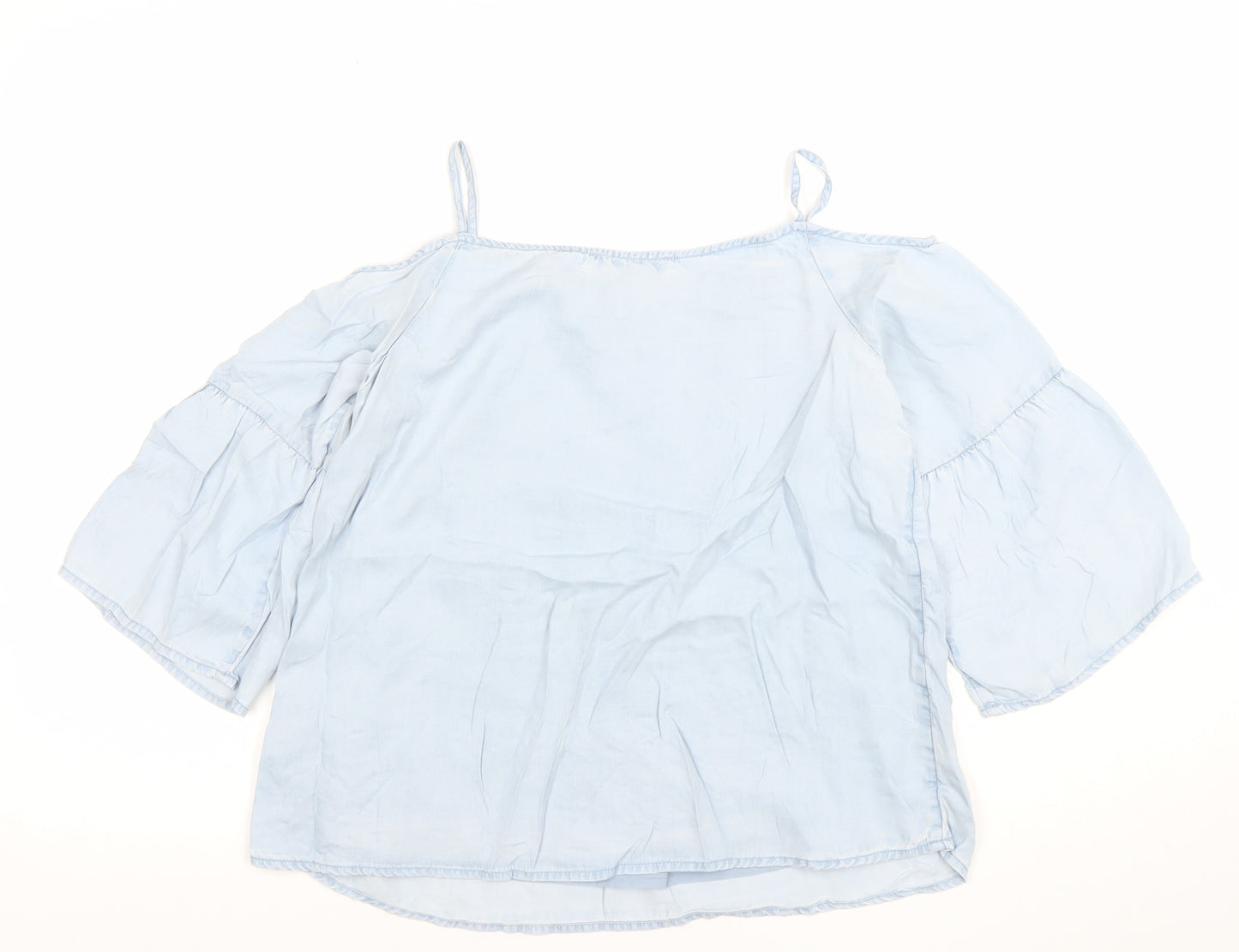 Marks and Spencer Girls Blue Embroidered Off Shoulder Blouse 11-12 Years