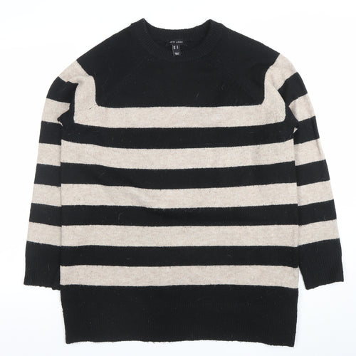 New Look Women's Black & Beige Striped Knit Jumper M