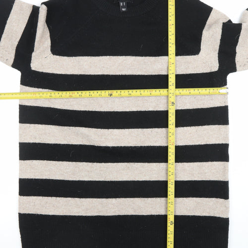 New Look Women's Black & Beige Striped Knit Jumper M