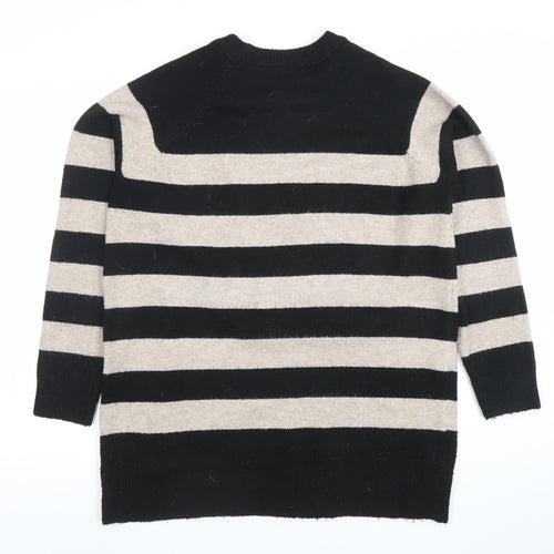 New Look Women's Black & Beige Striped Knit Jumper M