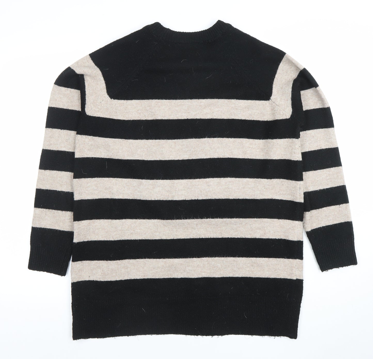 New Look Women's Black & Beige Striped Knit Jumper M